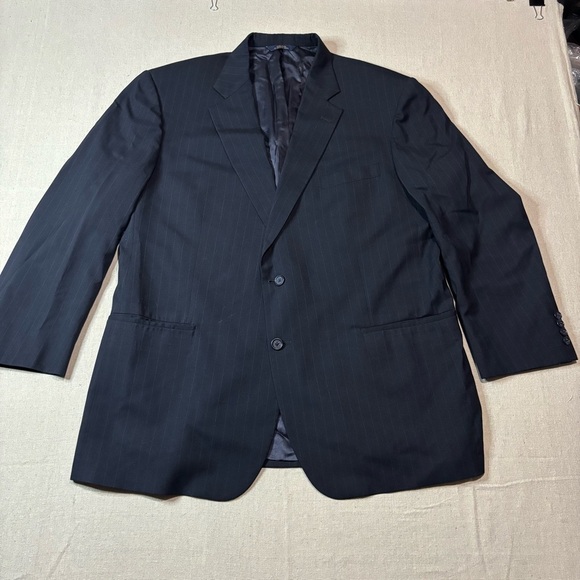 Brooks Brothers Men's Navy Blue Striped Blazer 48 Reg Brooksease 100% Wool USA - Picture 1 of 12